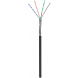 Cabo CAT6 SF/UTP para utilização no exterior, 50m, em bobine, flexível, preto, com certificação CCA.