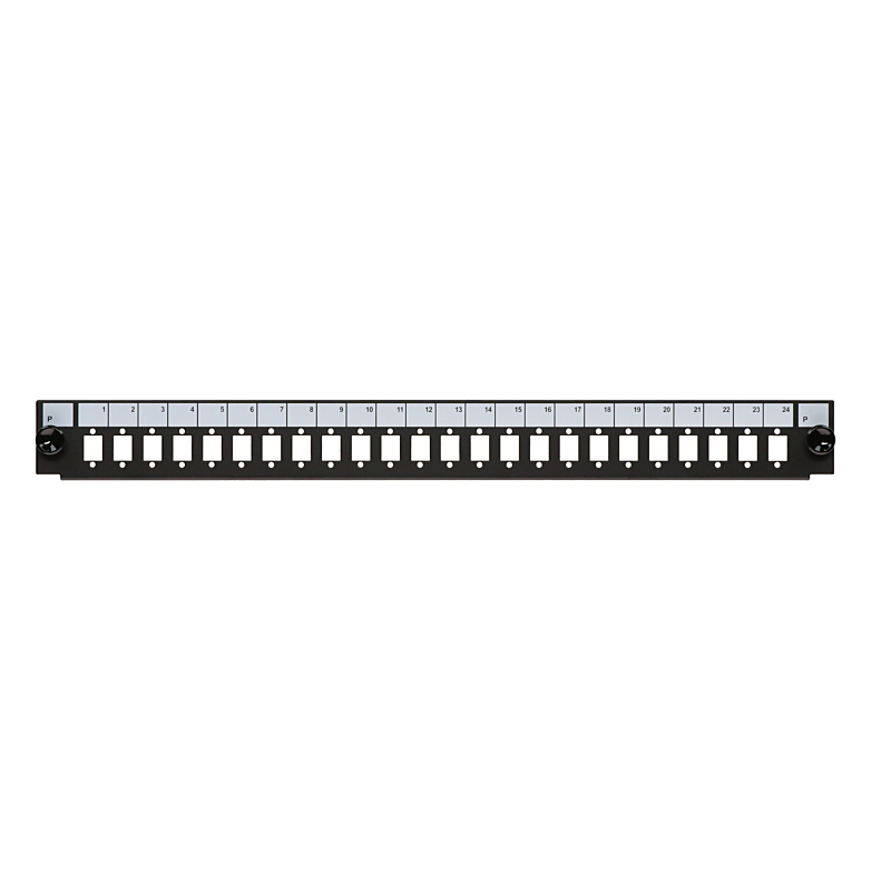 Frontal SC/LC/E2000 com 24 portas, adequado para bandeja de fibra universal.