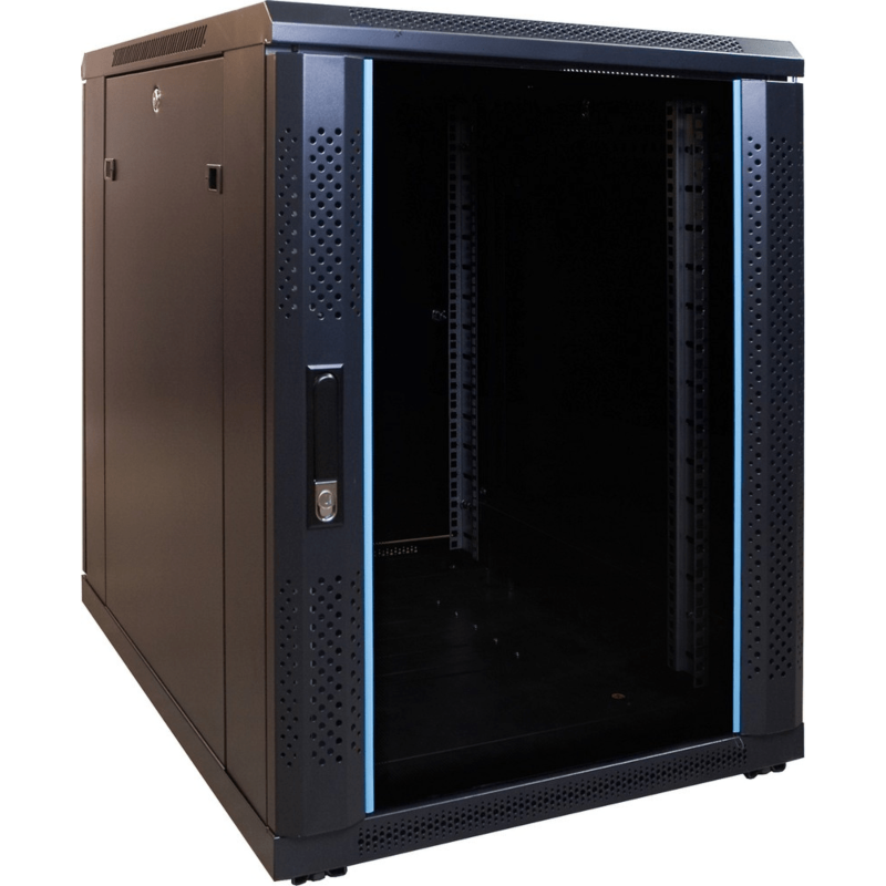 Caixa para mini servidor 15U com porta de vidro 600x800x860mm (LxPxA)