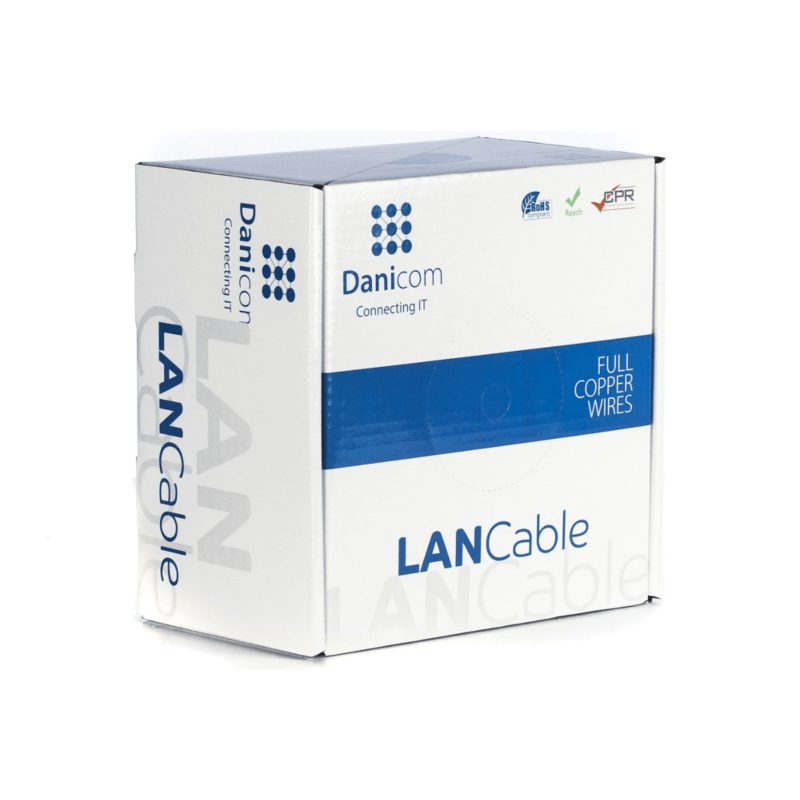 Cabo DANICOM CAT6A S/FTP de 100m em bobine flexível - PVC (Fca)