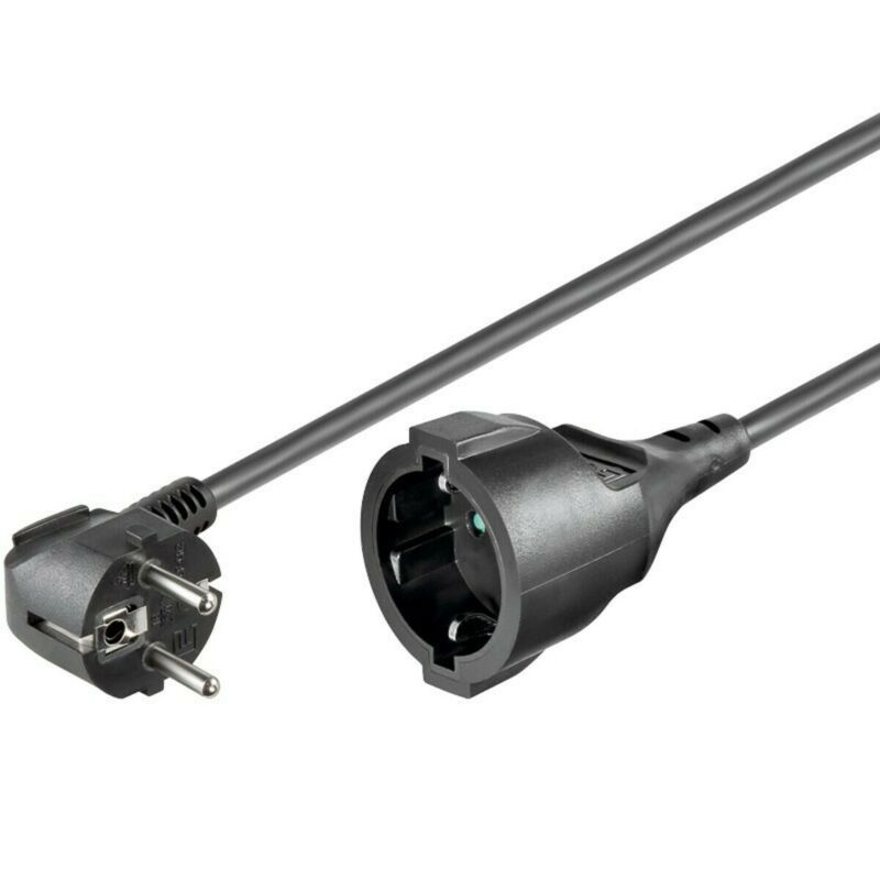 Extensão elétrica Schuko de 2 m, preta
