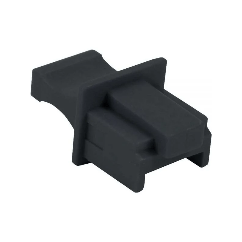 Conjunto de 10 conectores para portas RJ45, pretos.
