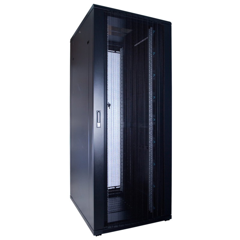 Armário para servidor 47U com porta perfurada, dimensões: 600x800x2200mm (LxPxA)