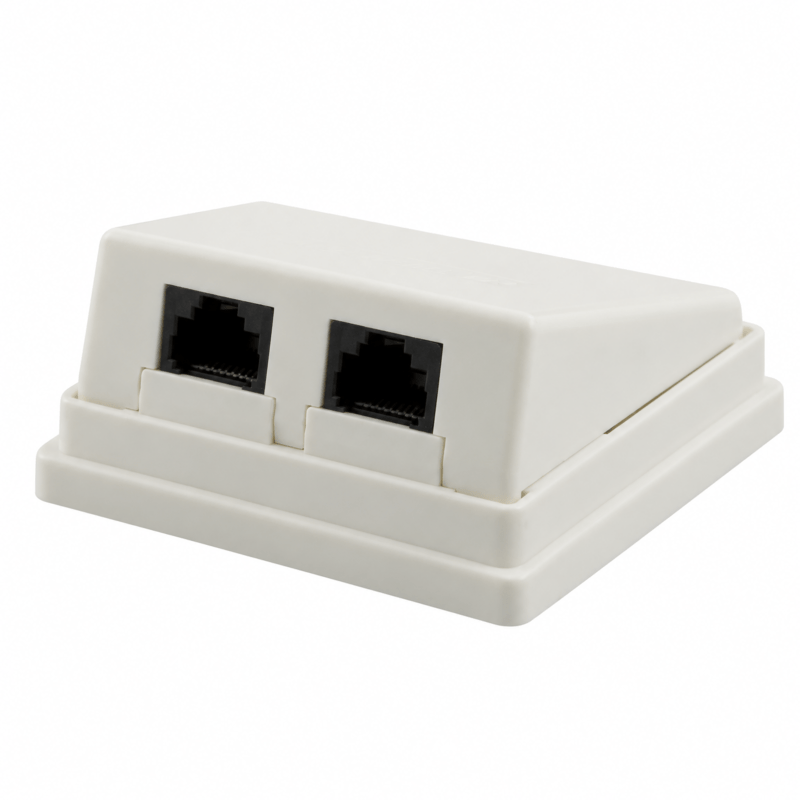Caixa de montagem superficial CAT5e UTP de 2 porta, cor marfim