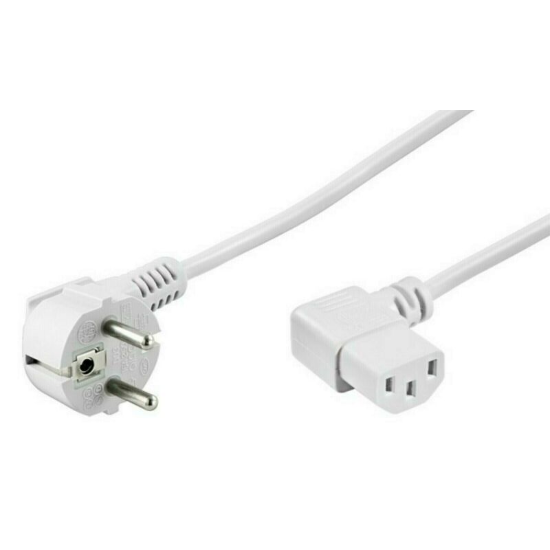 Cabo de alimentação angular Schuko para C13 de 2 m branco