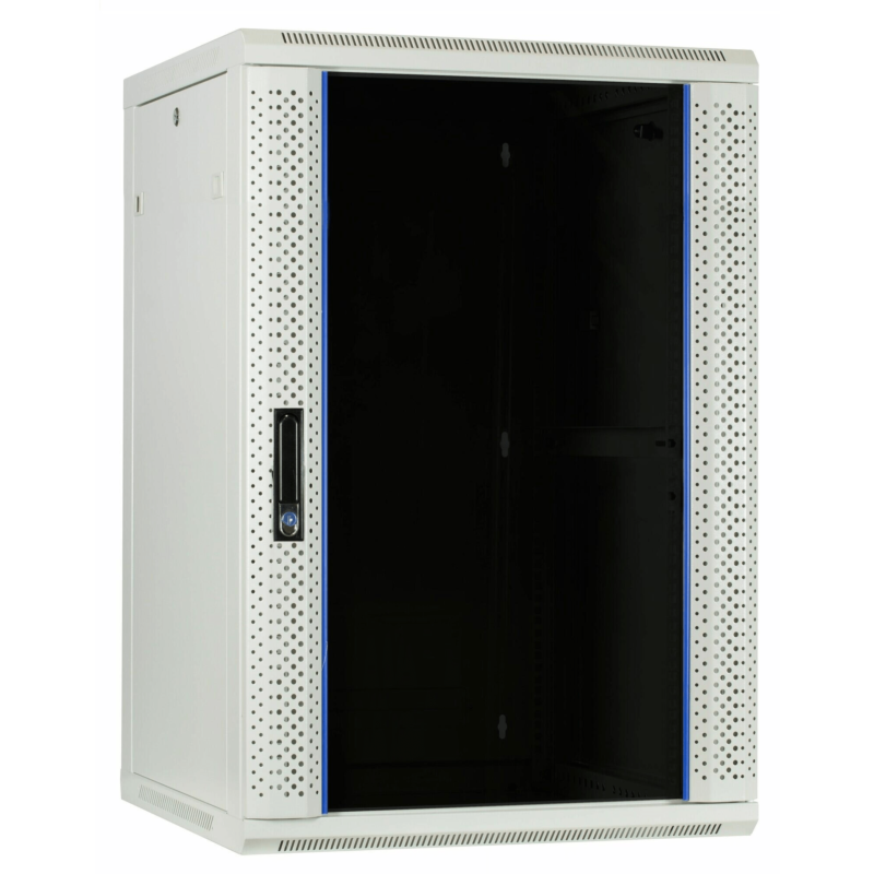 Armário de parede branco 27U com porta de vidro 600x600x1300mm (LxPxA)