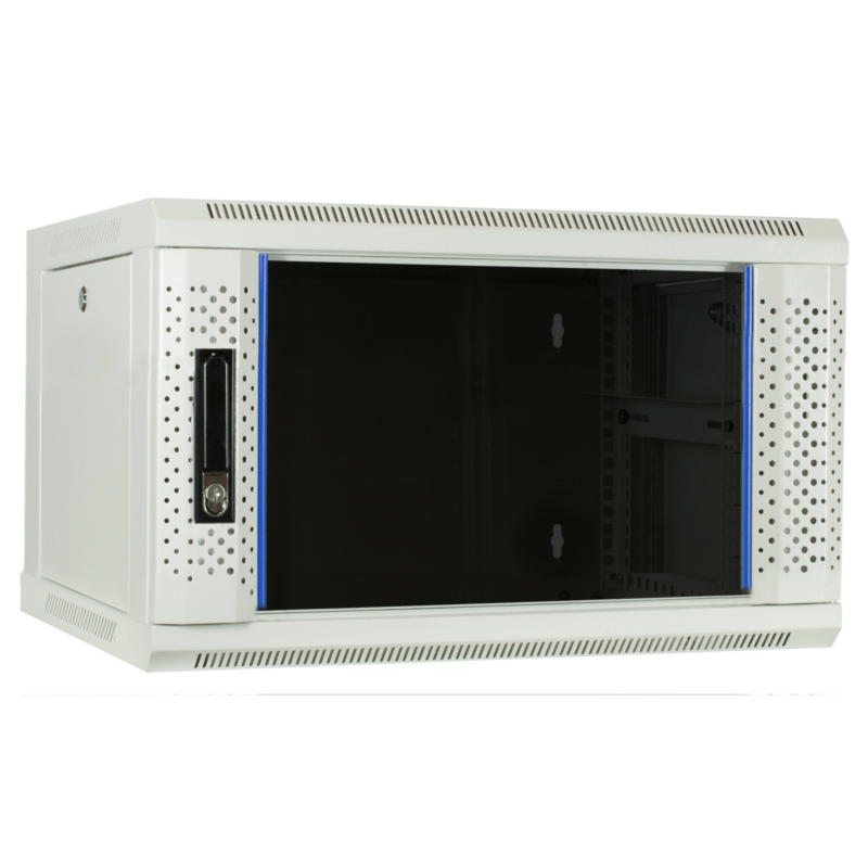 Armário de parede branco 4U com porta de vidro 600x450x280mm (LxPxA)