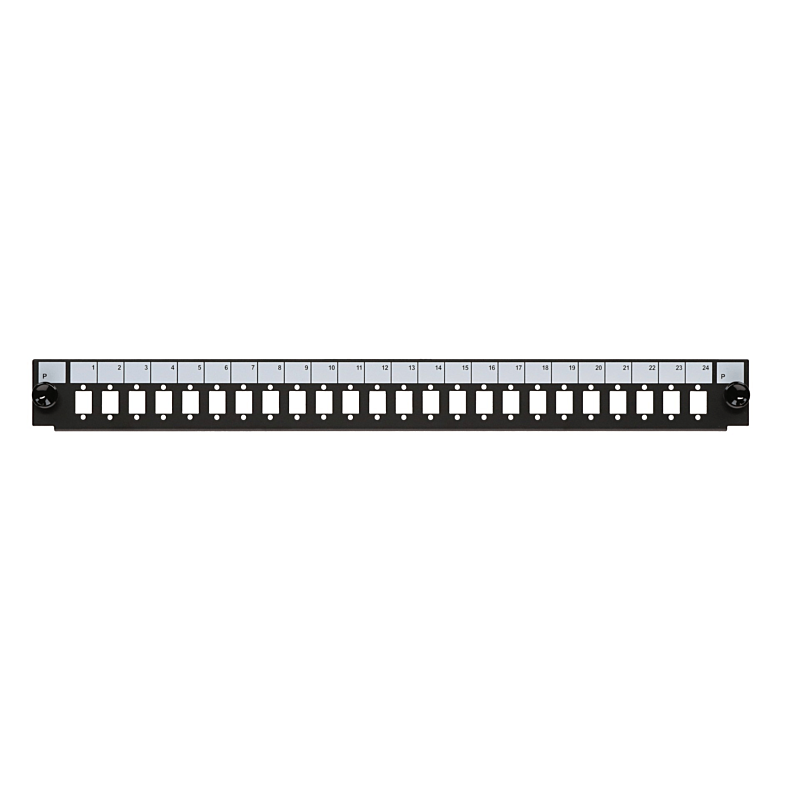 Frontal LC/SC/E2000 com 24 portas, adequado para bandeja de fibra universal.