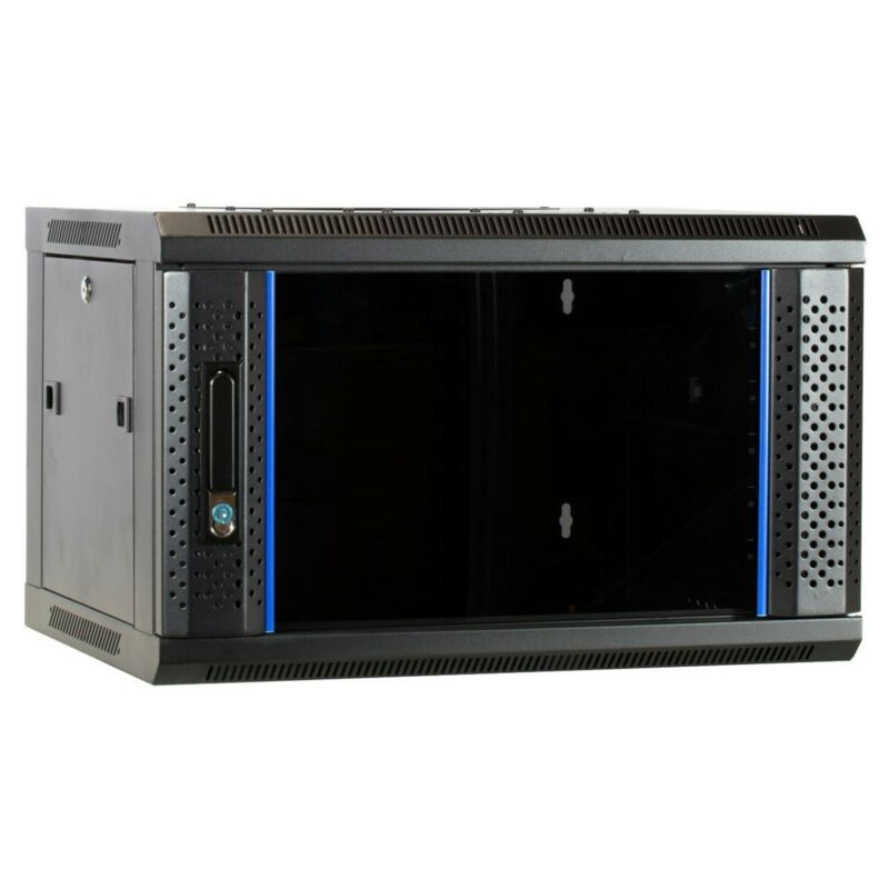 Armário de parede 6U com porta de vidro 600x450x368mm (LxPxA)