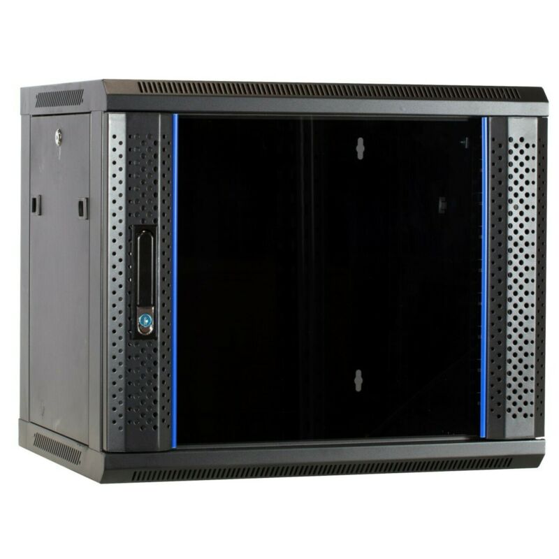 Armário de parede 9U com porta de vidro 600x450x500mm (LxPxA)