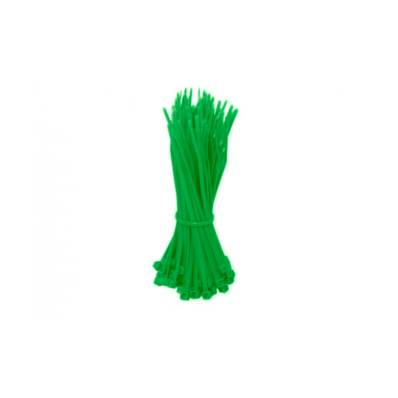 Abraçadeiras em nylon 140mm verdes - 100 unidades