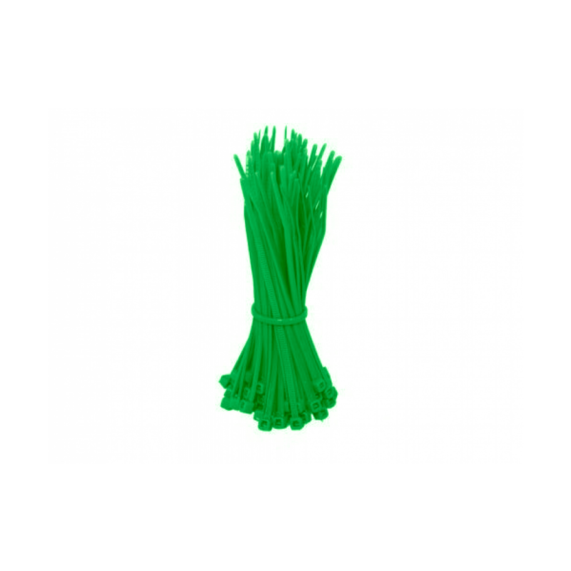 Abraçadeiras de nylon verdes de 200 mm - embalagem de 100 unidades