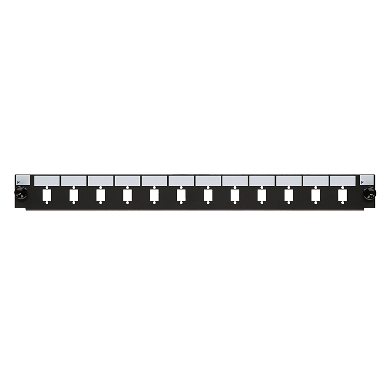 Conector frontal LC/SC de 12 portas, duplex/simplex, preto, adequado para bandeja de fibra universal.