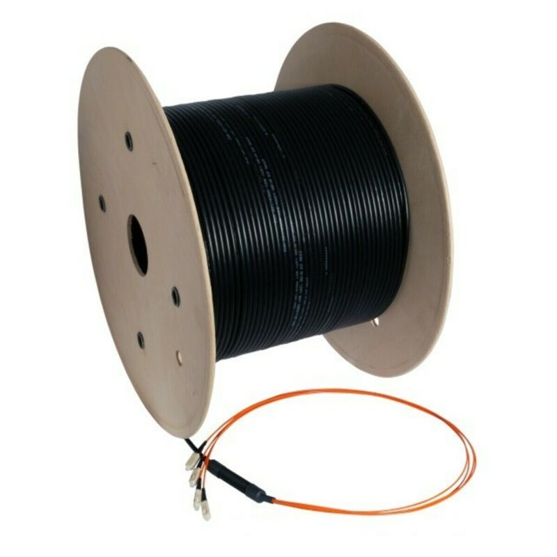 Cabo de fibra ótica OM3 personalizado com 8 fibras e conectores incluídos.