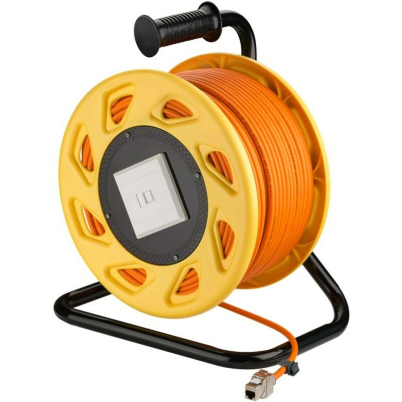 Enrolador de cabo CAT7 S/FTP com conector Keystone CAT6a - RJ45 - 50 metros