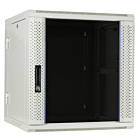 Armário de parede branco de 12U (inclinável) com porta de vidro 600x600x635mm (LxPxA)