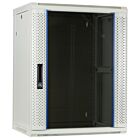 Armário de parede branco de 15U com porta de vidro, 600x450x770mm (LxPxA)