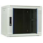 Armário de parede branco 9U com porta de vidro 600x450x500mm (LxPxA)