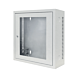 Armário de parede 3U branco com porta de vidro, com 185 mm de profundidade