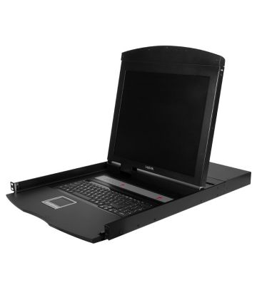 Consola KVM de 19 polegadas com teclado QWERTY integrado, USB e PS/2.