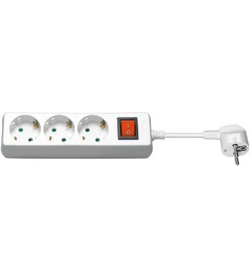 Régua de tomadas tripla com interruptor, 1,50 m, branca