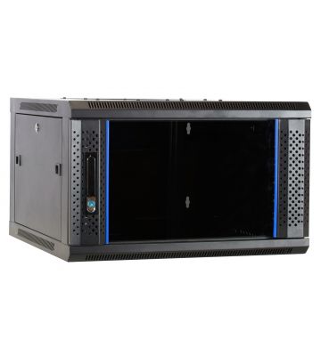Armário de parede 6U com porta de vidro 600x600x368mm (LxPxA)