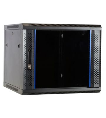 Armário de parede 9U com porta de vidro 600x600x500mm (LxPxA)