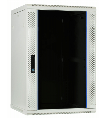 Armário de parede branco 22U com porta de vidro 600x600x1100mm (LxPxA)