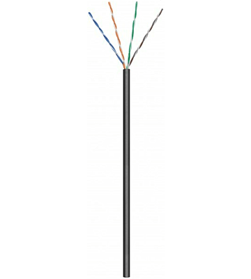Cabo CAT6 U/UTP para utilização no exterior, 100m, em bobine rígida preta CCA.