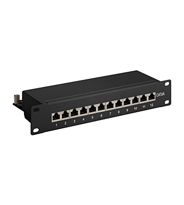 Painel de ligação CAT6a STP de 10 polegadas - 12 portas