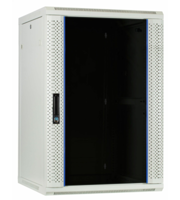 Armário de parede branco 22U com porta de vidro 600x600x1100mm (LxPxA)