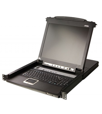 Consola KVM 1U de 17 polegadas com switch KVM de 8 portas x PS/2