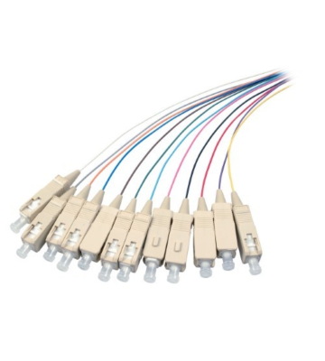 Conjunto de cablagens coloridas OM4 em fibra de vidro SC - 12 peças