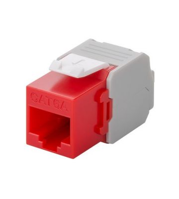 Conector Keystone UTP CAT6a - Sem ferramentas - Vermelho