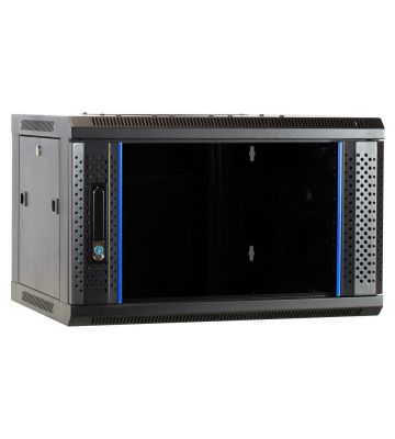 Armário de parede 6U desmontado com porta de vidro 600x450x368mm (LxPxA)