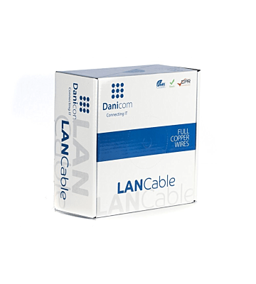 Cabo DANICOM CAT7 S/FTP 50m para utilização no exterior em rolo, rígido - PE (Fca)
