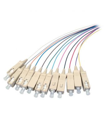 Conjunto de cablagens coloridas OM3 em fibra de vidro SC - 12 peças