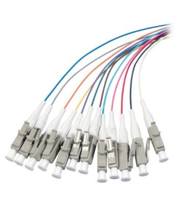 Conjunto de cablagens em fibra de vidro OM3 na cor LC - 12 peças