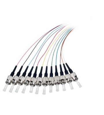 Conjunto de cablagens coloridas OM3 em fibra de vidro ST - 12 peças