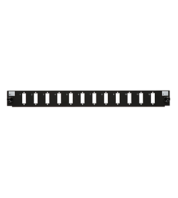 Conector frontal LC/SC de 12 portas, preto, quad/duplex, adequado para bandeja de fibra universal.