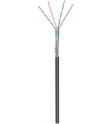 Cabo CAT6 SF/UTP para utilização no exterior, 305 m, em bobine, flexível, preto, com CCA.