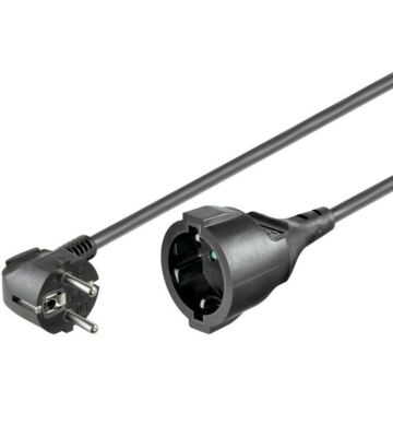 Extensão elétrica Schuko de 2 m, preta