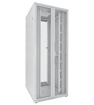Armário de servidor branco 42U com portas duplas perfuradas na frente e atrás 800x1000x2000mm (LxPxA)