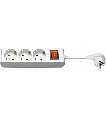 Régua de tomadas tripla com interruptor, 1,50 m, branca