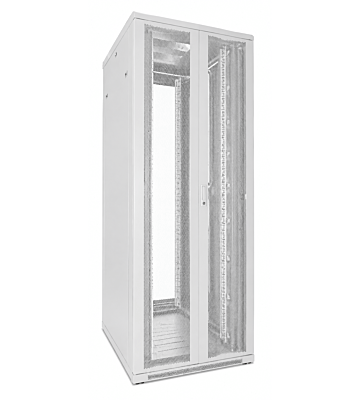 Armário de servidor branco 47U com portas duplas perfuradas na frente e atrás 800x800x2200mm (LxPxA)