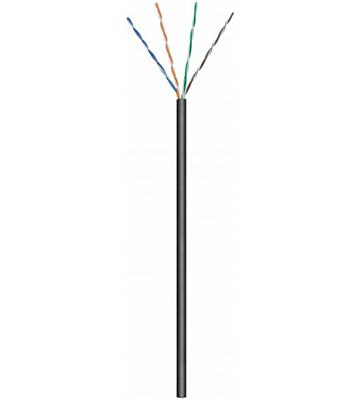 Cabo CAT6 U/UTP para utilização no exterior, 100m, em bobine rígida preta CCA.