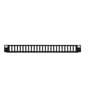 Conector frontal LC/SC de 24 portas preto, adequado para bandeja de fibra universal.