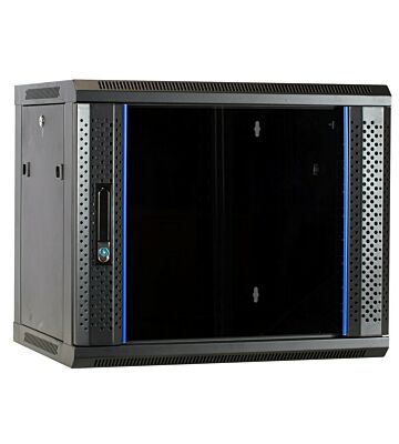 Armário de parede 9U com porta de vidro 600x450x500mm (LxPxA)