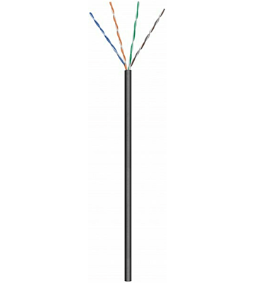 Cabo CAT6 U/UTP para utilização no exterior, 100m, em bobine, flexível, preto, com certificação CCA.