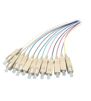Conjunto de cablagens coloridas OM3 em fibra de vidro SC - 12 peças